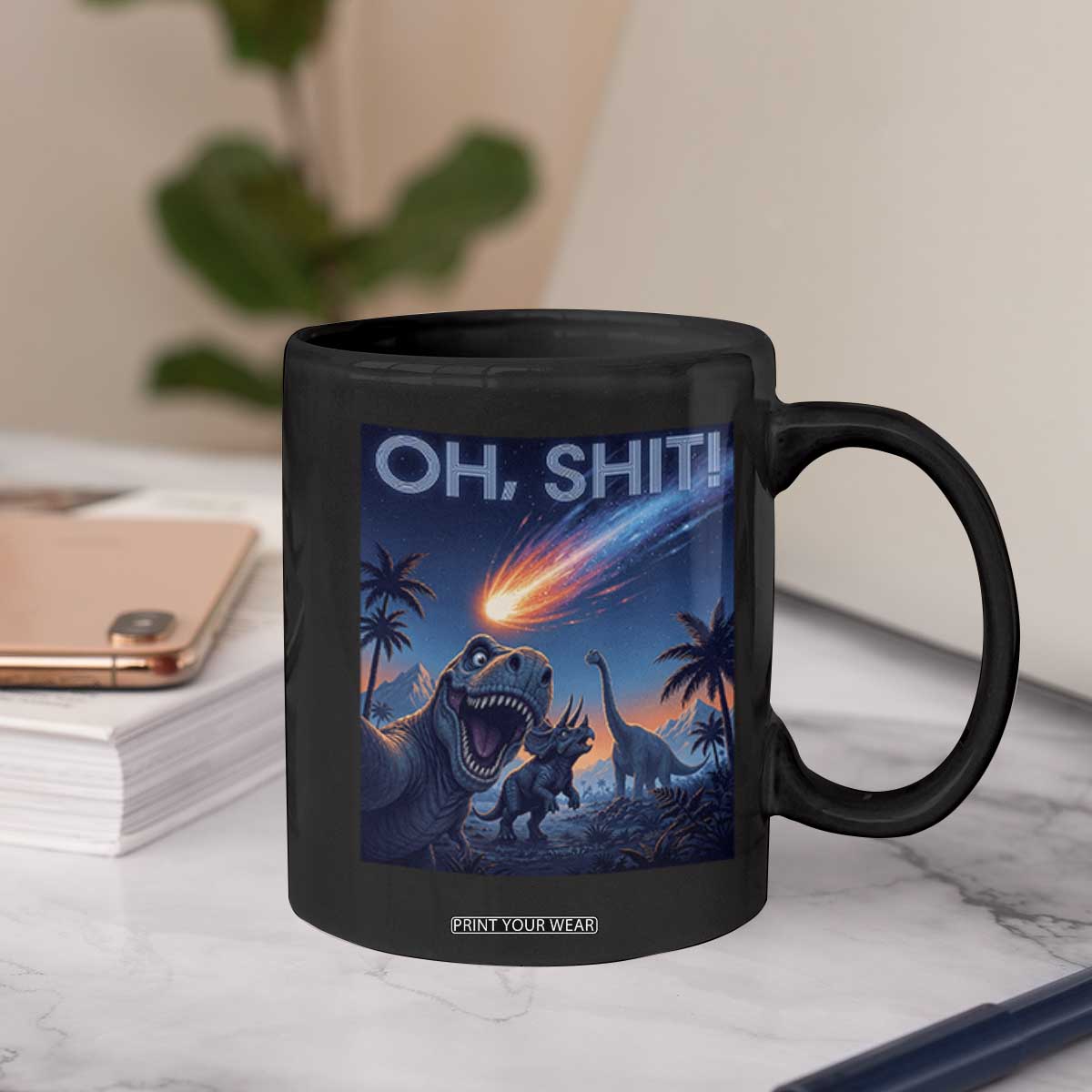 Funny Dinosaur Meteorite Coffee Mug Astronomy Lover Gift