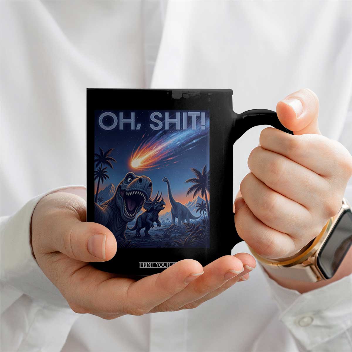 Funny Dinosaur Meteorite Coffee Mug Astronomy Lover Gift