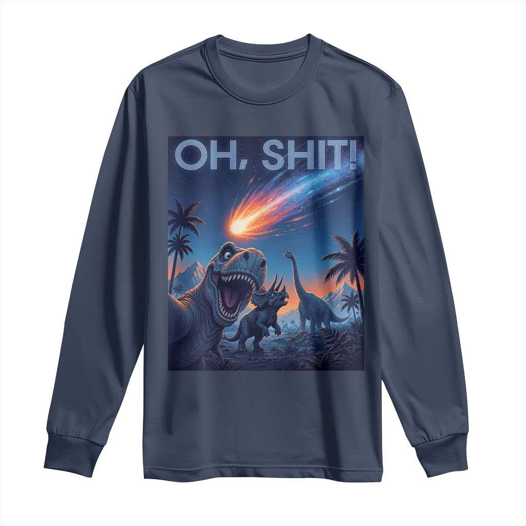 Funny Dinosaur Meteorite Long Sleeve Shirt Astronomy Lover Gift