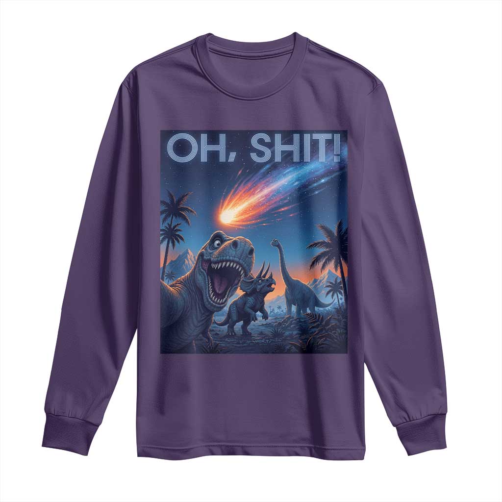 Funny Dinosaur Meteorite Long Sleeve Shirt Astronomy Lover Gift