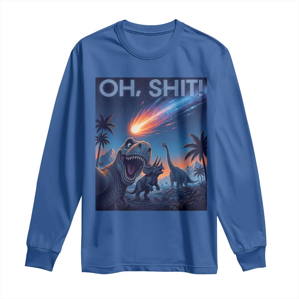 Funny Dinosaur Meteorite Long Sleeve Shirt Astronomy Lover Gift