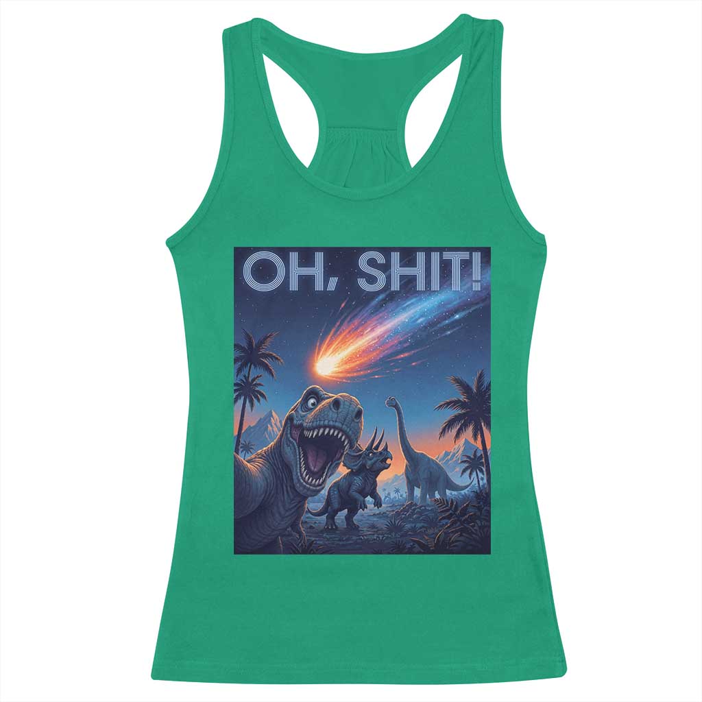 Funny Dinosaur Meteorite Racerback Tank Top Astronomy Lover Gift