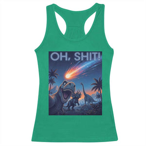 Funny Dinosaur Meteorite Racerback Tank Top Astronomy Lover Gift