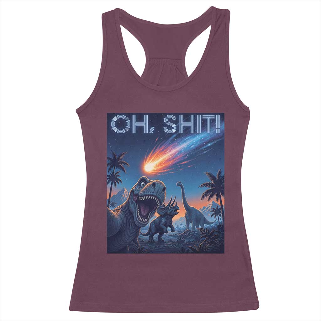 Funny Dinosaur Meteorite Racerback Tank Top Astronomy Lover Gift