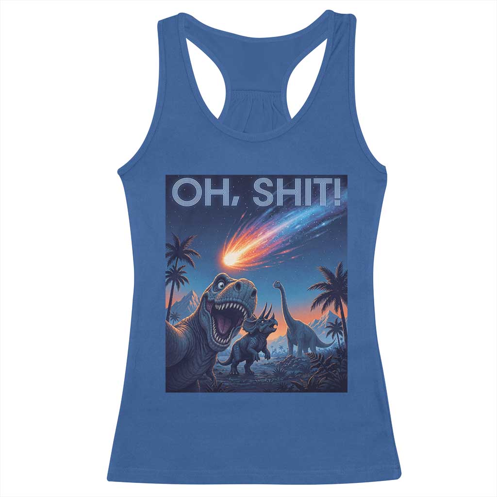 Funny Dinosaur Meteorite Racerback Tank Top Astronomy Lover Gift