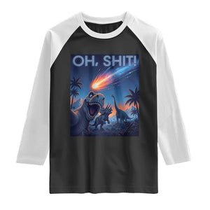 Funny Dinosaur Meteorite Raglan Shirt Astronomy Lover Gift