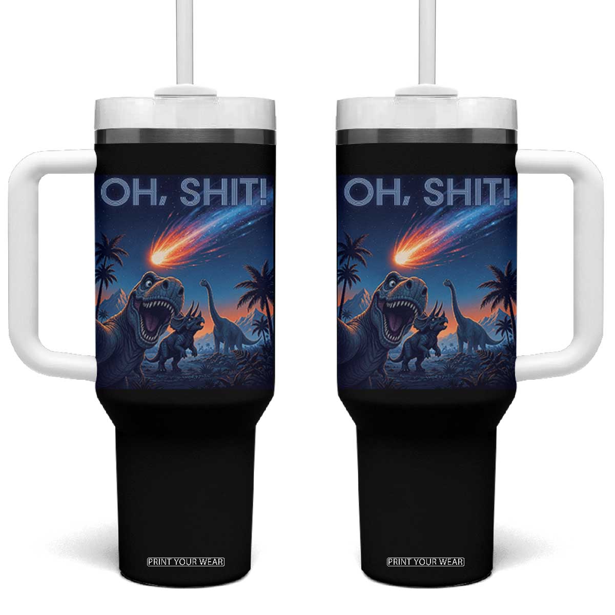 Funny Dinosaur Meteorite Tumbler With Handle Astronomy Lover Gift