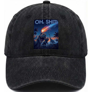Funny Dinosaur Meteorite Washed Cotton Baseball Cap Astronomy Lover Gift
