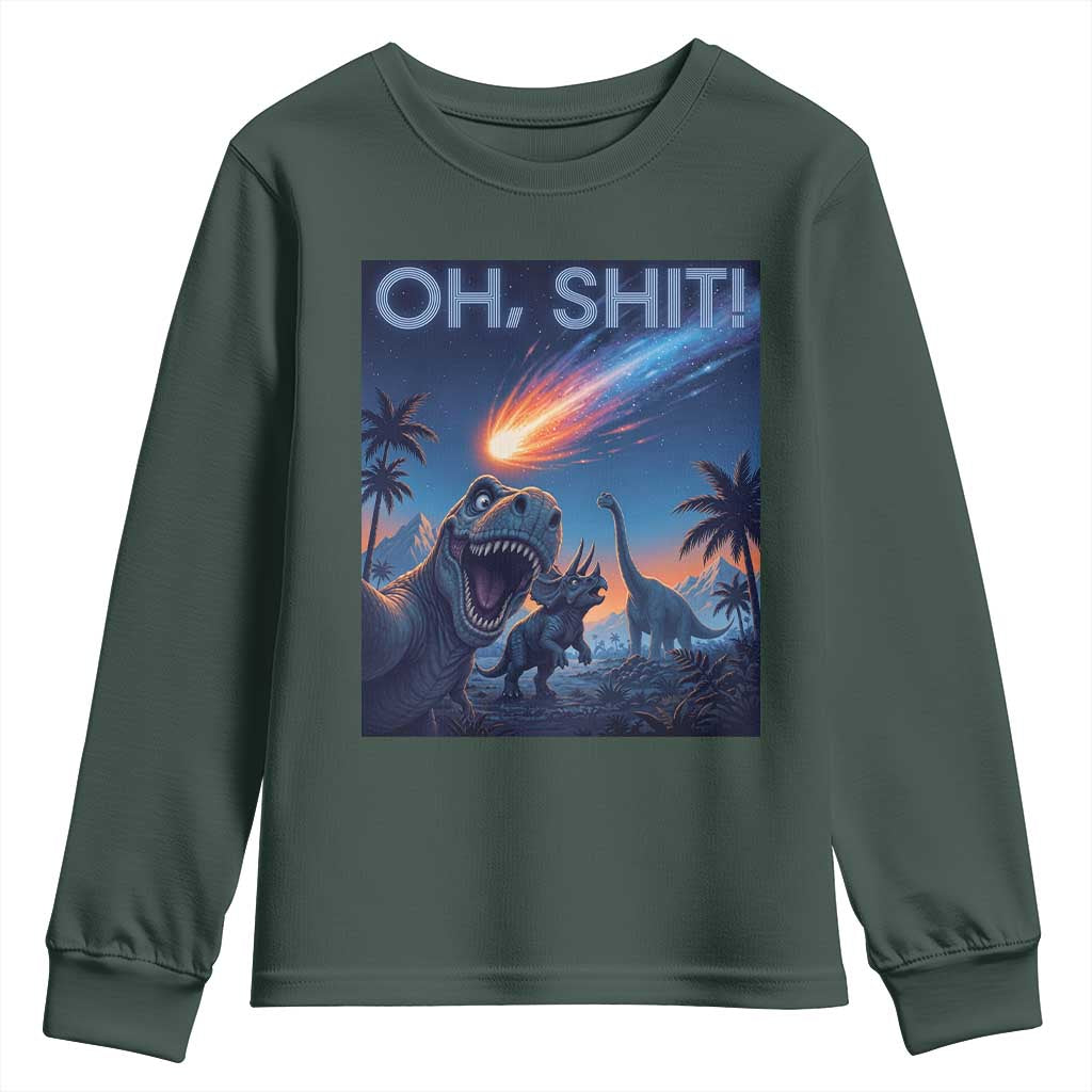Funny Dinosaur Meteorite Youth Sweatshirt Astronomy Lover Gift
