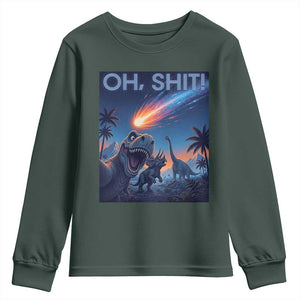 Funny Dinosaur Meteorite Youth Sweatshirt Astronomy Lover Gift