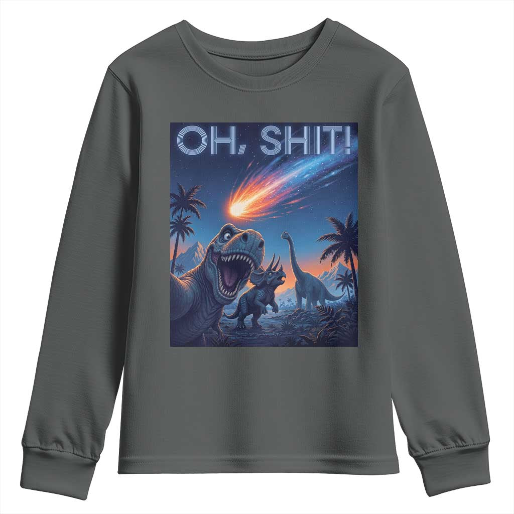 Funny Dinosaur Meteorite Youth Sweatshirt Astronomy Lover Gift