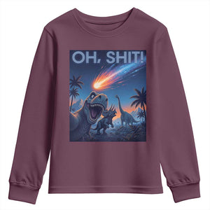 Funny Dinosaur Meteorite Youth Sweatshirt Astronomy Lover Gift