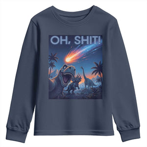 Funny Dinosaur Meteorite Youth Sweatshirt Astronomy Lover Gift