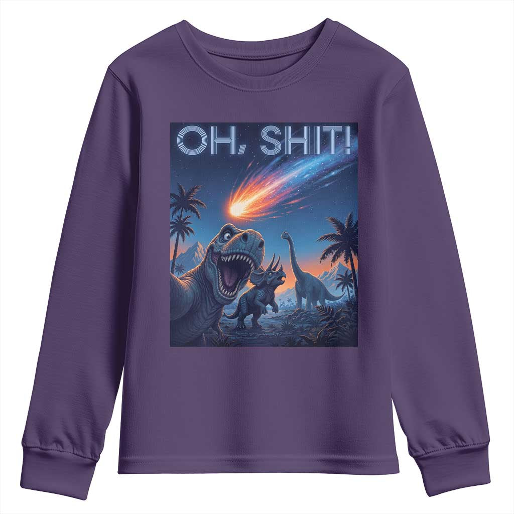 Funny Dinosaur Meteorite Youth Sweatshirt Astronomy Lover Gift
