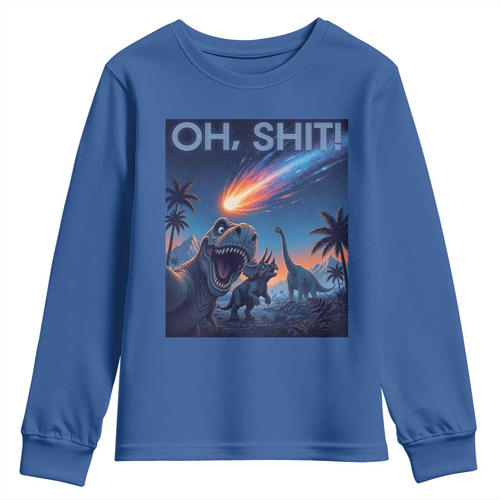 Funny Dinosaur Meteorite Youth Sweatshirt Astronomy Lover Gift
