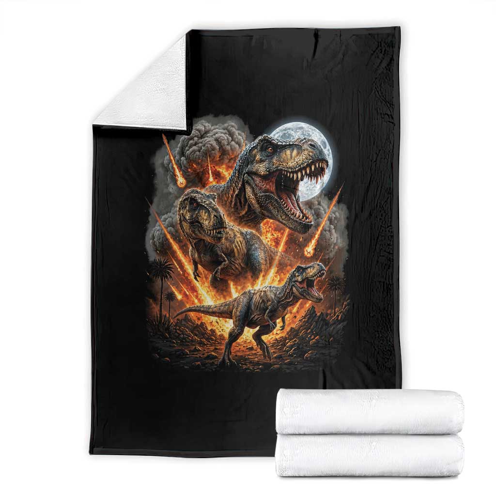 Funny Dinosaur Meteorite Strike Throw Blanket Epic Paleontology Gift