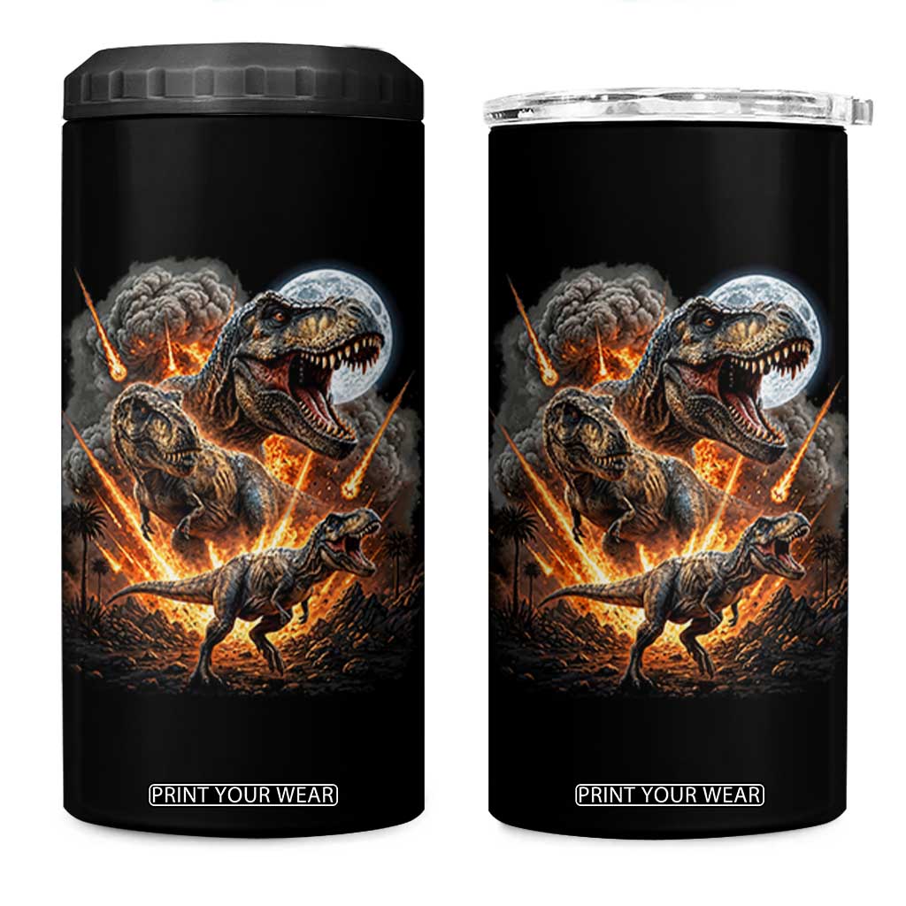 Funny Dinosaur Meteorite Strike 4 in 1 Can Cooler Tumbler Epic Paleontology Gift