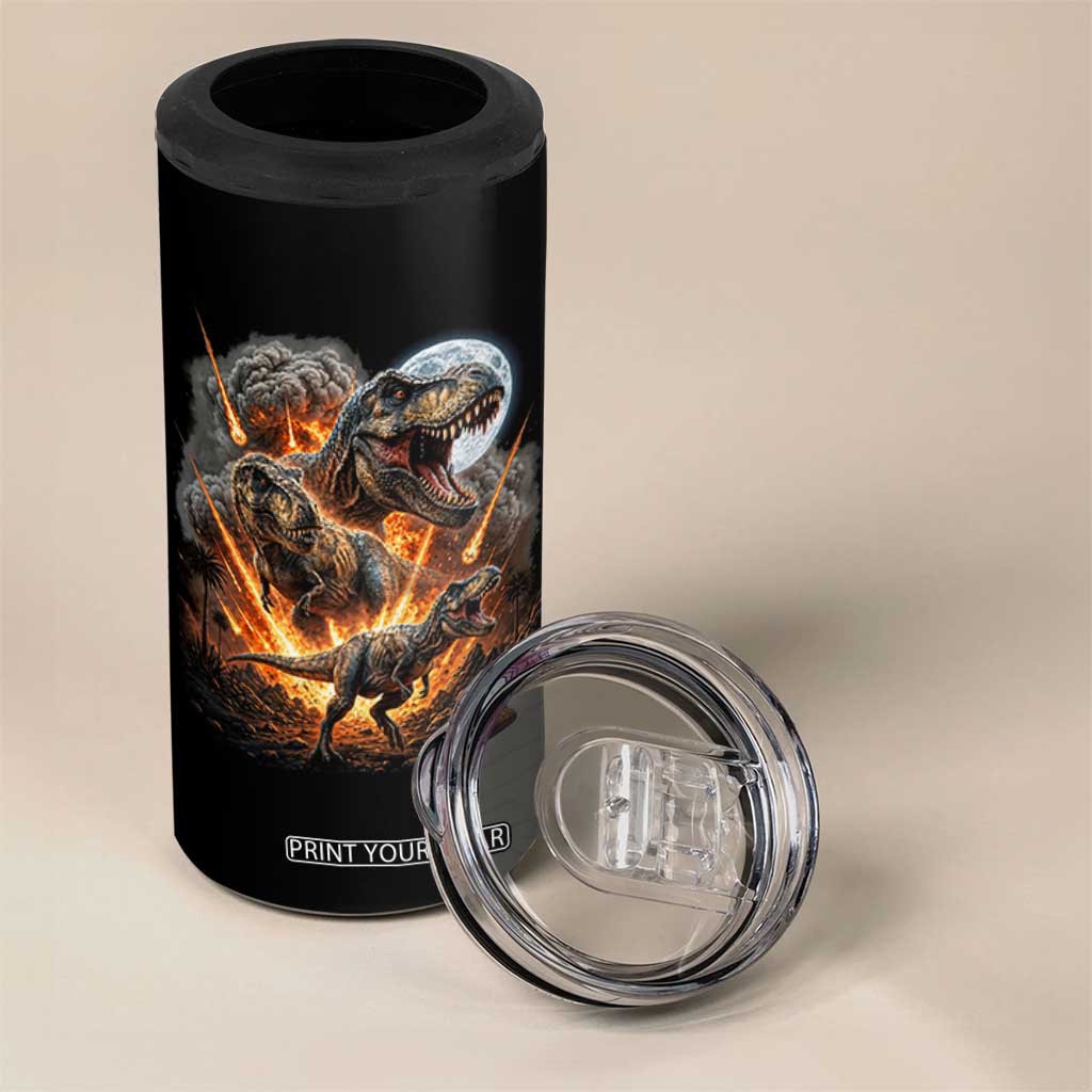 Funny Dinosaur Meteorite Strike 4 in 1 Can Cooler Tumbler Epic Paleontology Gift