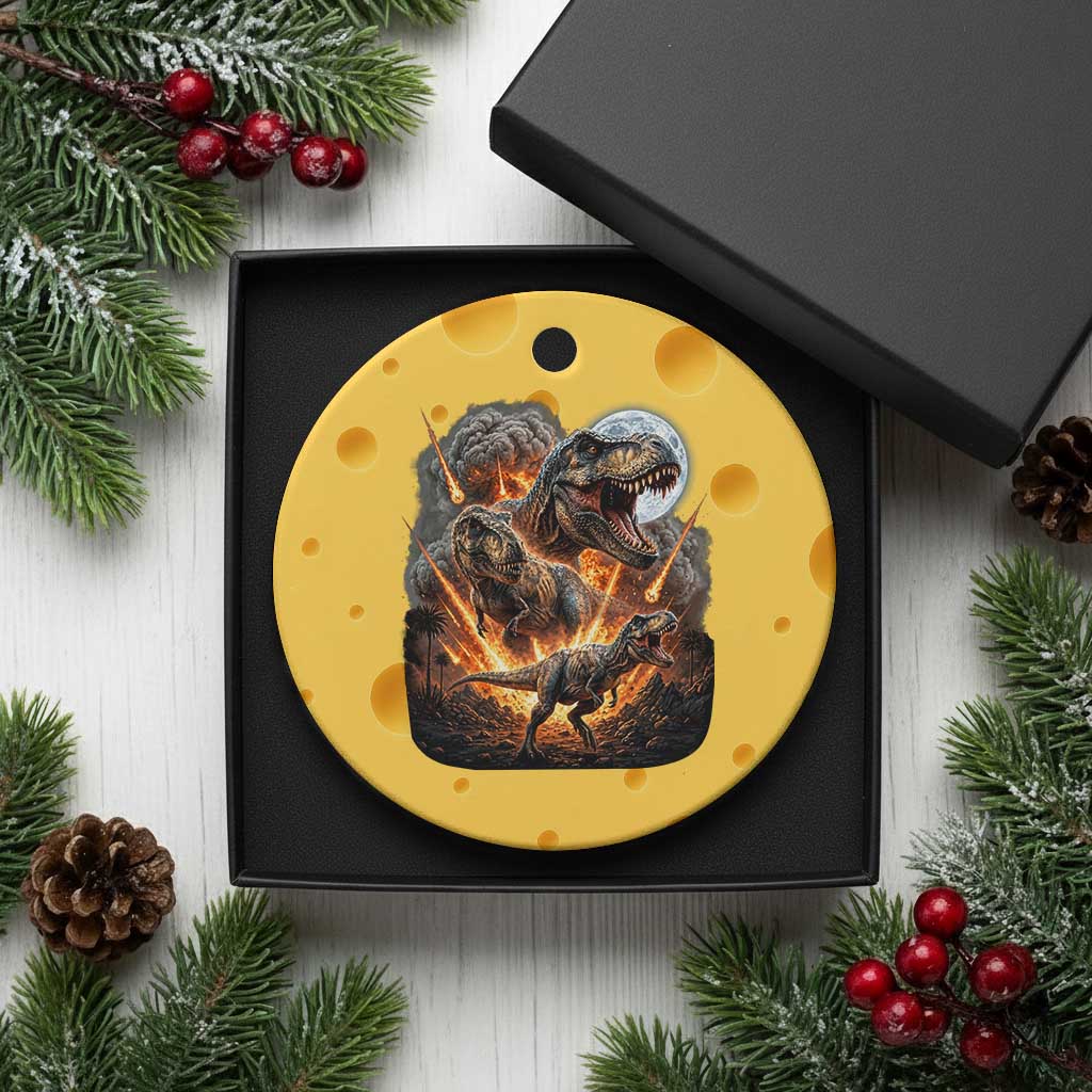 Funny Dinosaur Meteorite Strike Ceramic Ornament Epic Paleontology Gift