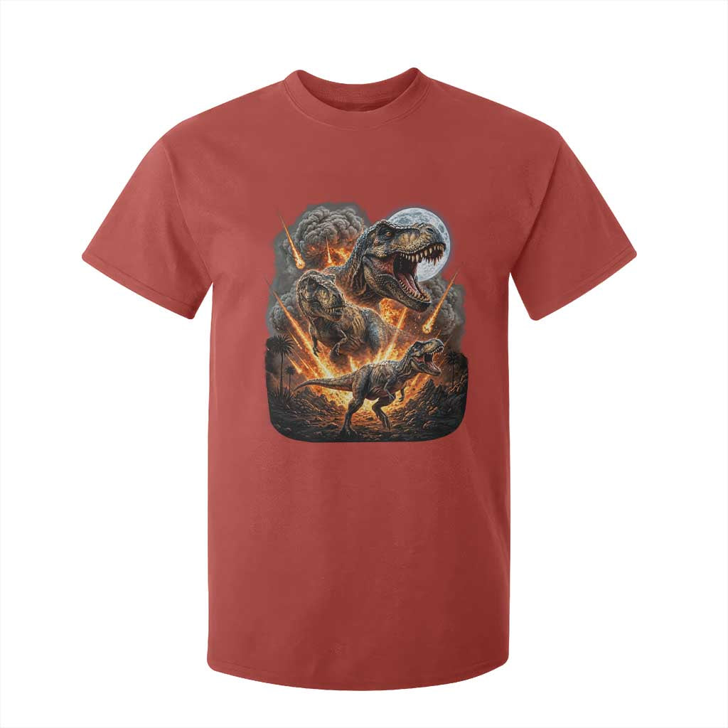 Funny Dinosaur Meteorite Strike T Shirt For Kid Epic Paleontology Gift