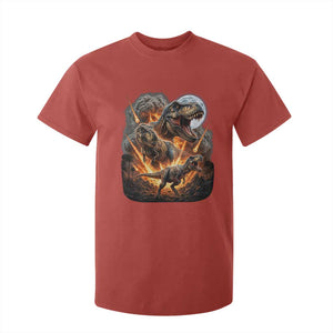 Funny Dinosaur Meteorite Strike T Shirt For Kid Epic Paleontology Gift