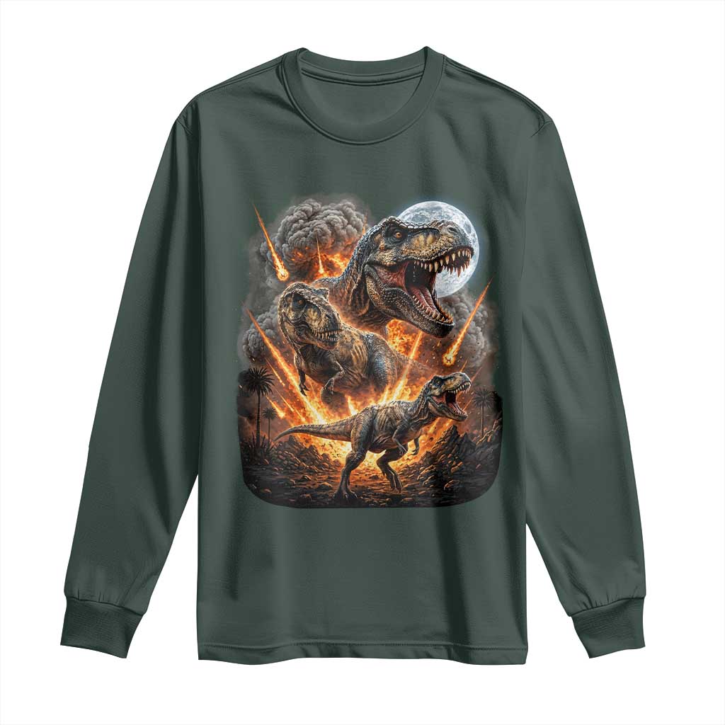 Funny Dinosaur Meteorite Strike Long Sleeve Shirt Epic Paleontology Gift