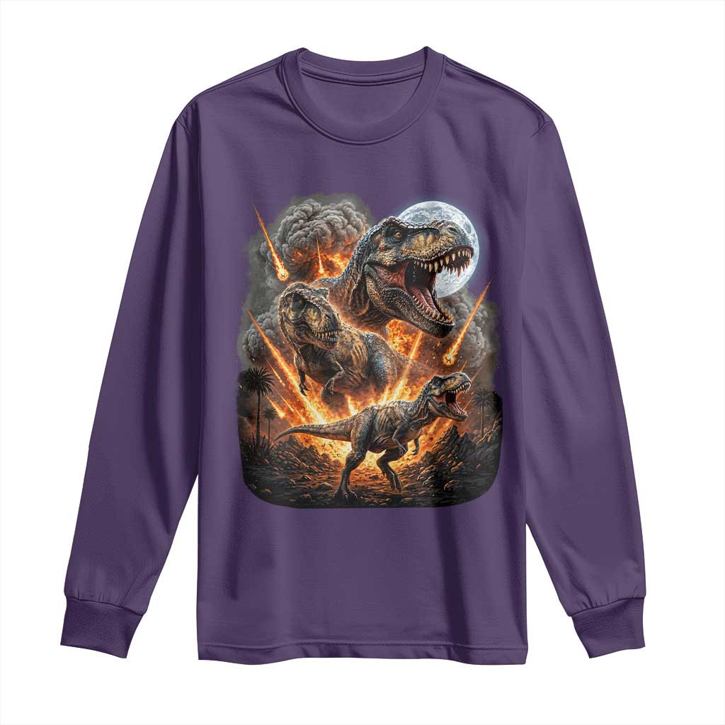 Funny Dinosaur Meteorite Strike Long Sleeve Shirt Epic Paleontology Gift