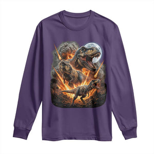 Funny Dinosaur Meteorite Strike Long Sleeve Shirt Epic Paleontology Gift