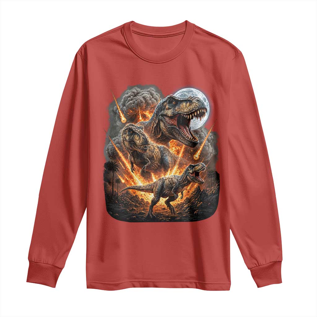 Funny Dinosaur Meteorite Strike Long Sleeve Shirt Epic Paleontology Gift