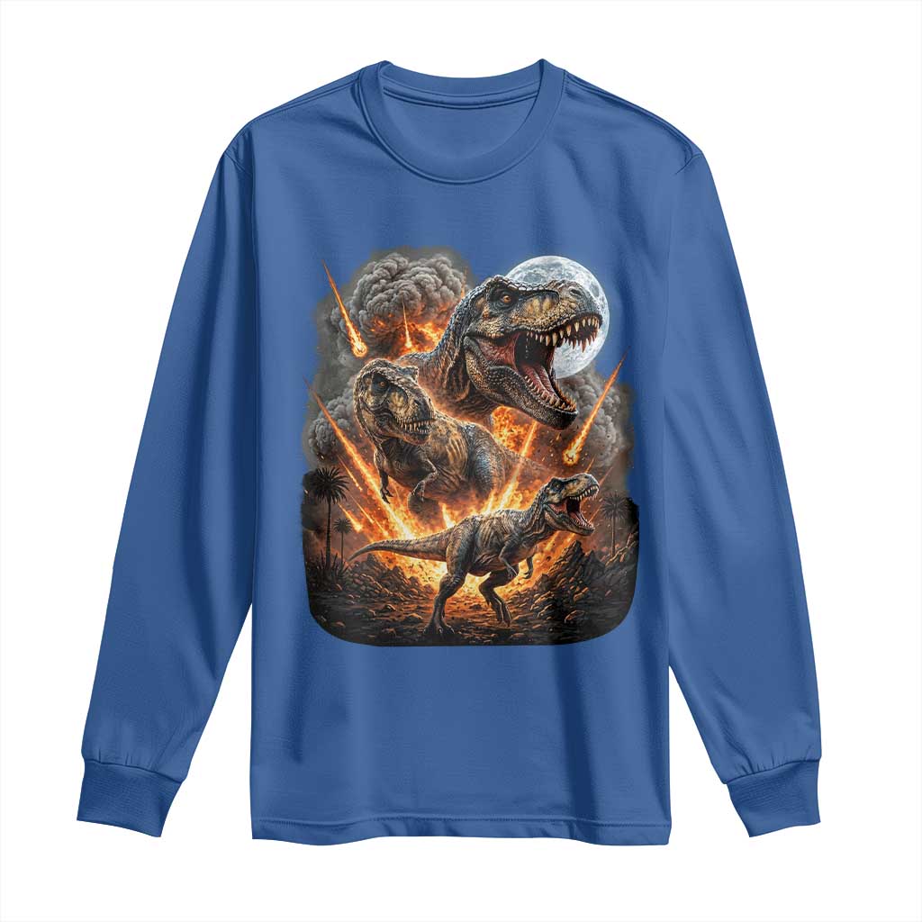 Funny Dinosaur Meteorite Strike Long Sleeve Shirt Epic Paleontology Gift