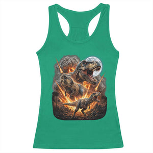 Funny Dinosaur Meteorite Strike Racerback Tank Top Epic Paleontology Gift