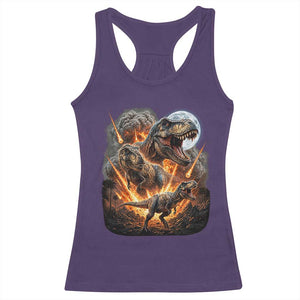 Funny Dinosaur Meteorite Strike Racerback Tank Top Epic Paleontology Gift