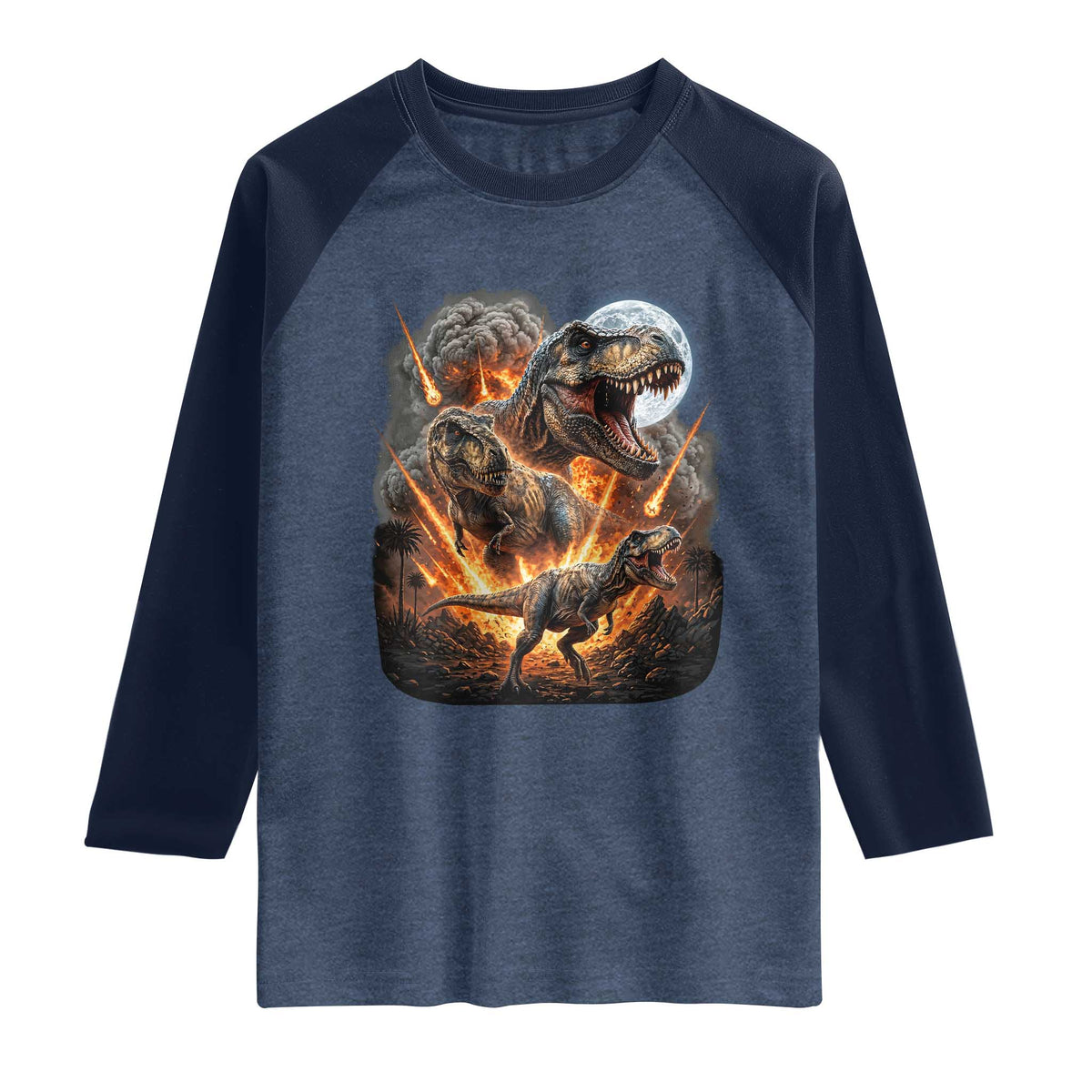 Funny Dinosaur Meteorite Strike Raglan Shirt Epic Paleontology Gift