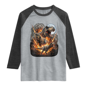 Funny Dinosaur Meteorite Strike Raglan Shirt Epic Paleontology Gift