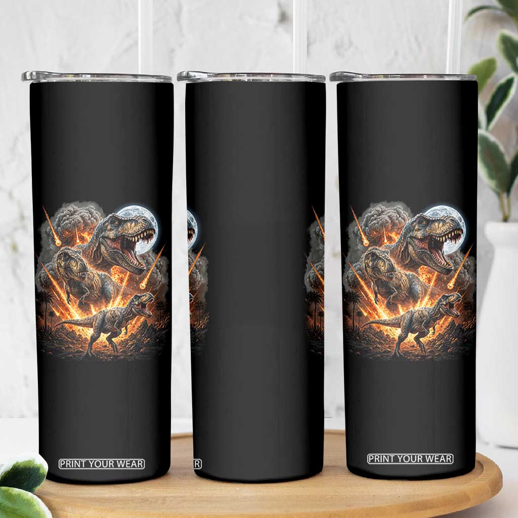 Funny Dinosaur Meteorite Strike Skinny Tumbler Epic Paleontology Gift