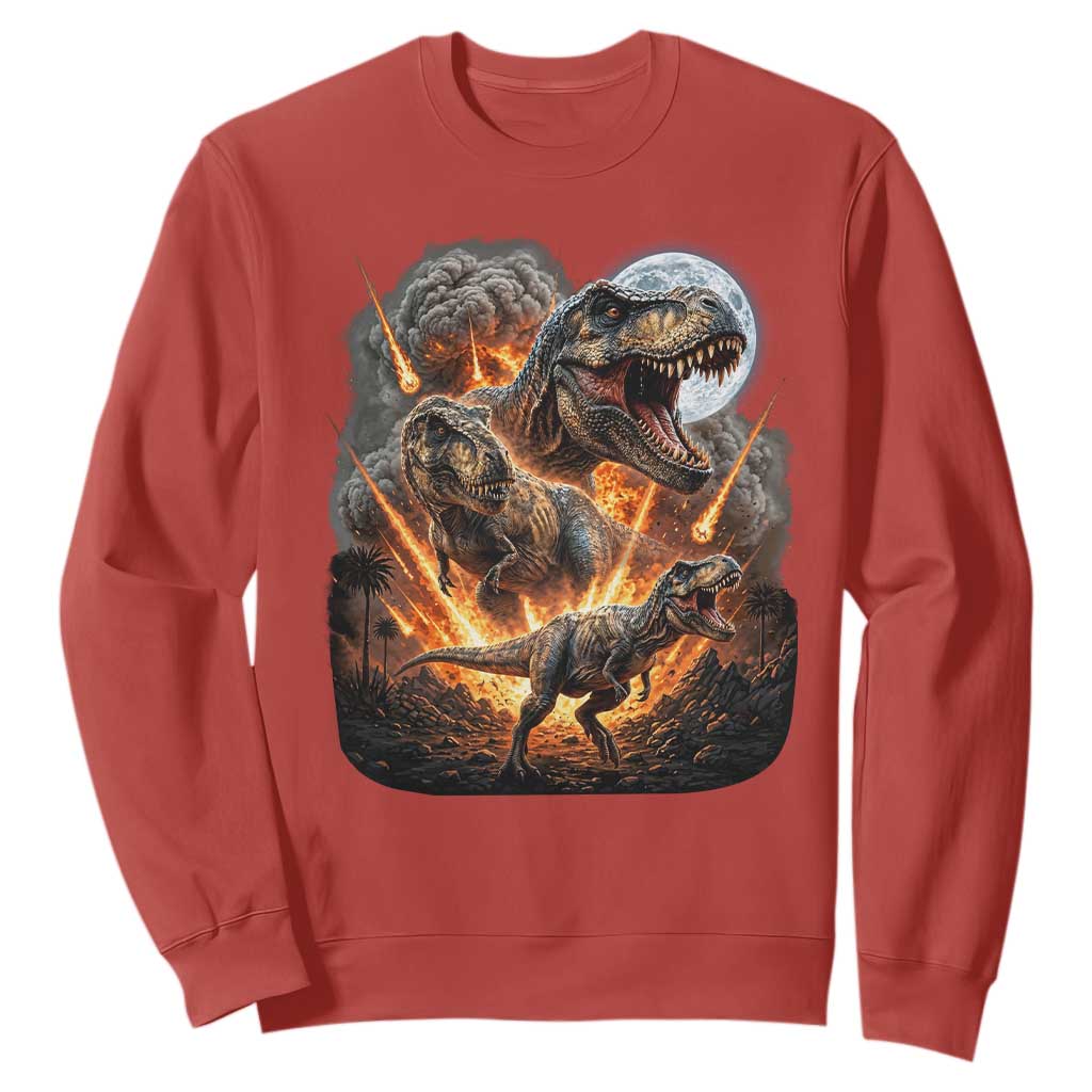 Funny Dinosaur Meteorite Strike Sweatshirt Epic Paleontology Gift
