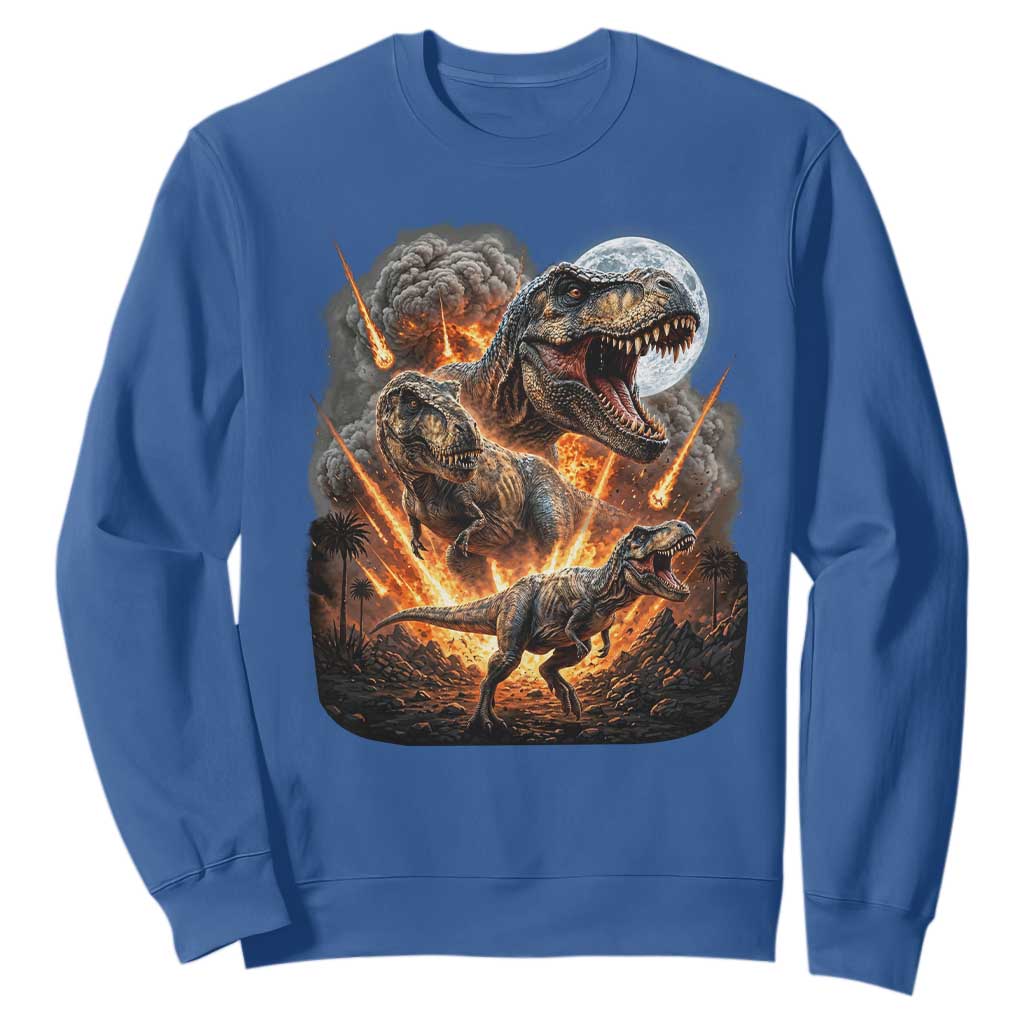 Funny Dinosaur Meteorite Strike Sweatshirt Epic Paleontology Gift