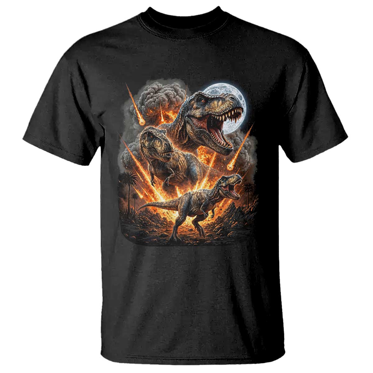 Funny Dinosaur Meteorite Strike T Shirt Epic Paleontology Gift TS12 Black Print Your Wear