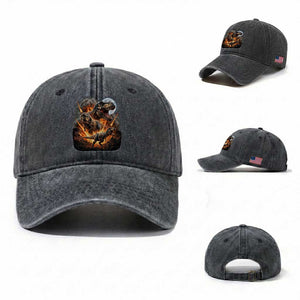Funny Dinosaur Meteorite Strike Washed Cotton Baseball Cap Epic Paleontology Gift
