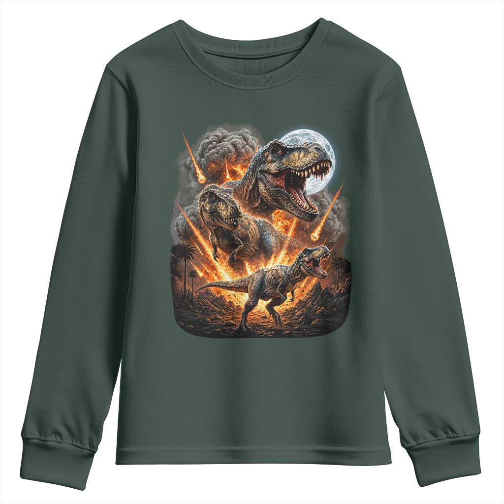 Funny Dinosaur Meteorite Strike Youth Sweatshirt Epic Paleontology Gift