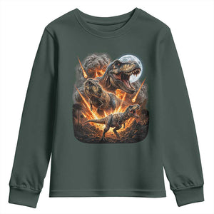 Funny Dinosaur Meteorite Strike Youth Sweatshirt Epic Paleontology Gift