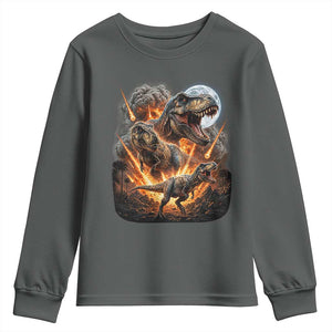 Funny Dinosaur Meteorite Strike Youth Sweatshirt Epic Paleontology Gift