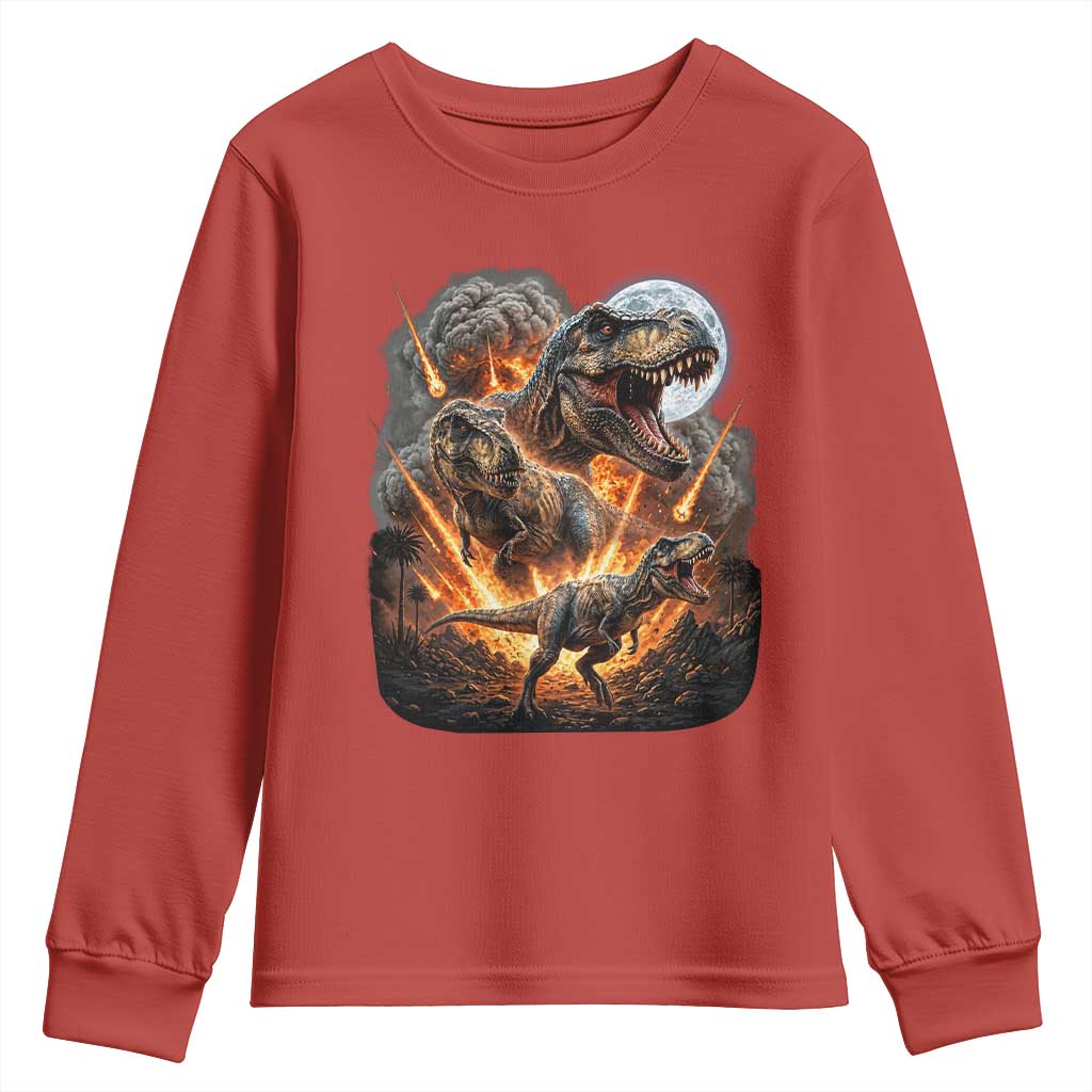 Funny Dinosaur Meteorite Strike Youth Sweatshirt Epic Paleontology Gift