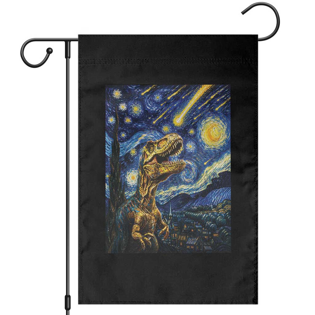 Dinosaur Starry Night Meteor Shower Garden Flag Astronomy Lover Gift TS12 Black Print Your Wear