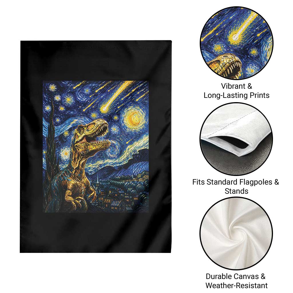 Dinosaur Starry Night Meteor Shower Garden Flag Astronomy Lover Gift