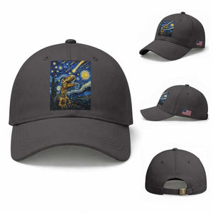 Dinosaur Starry Night Meteor Shower Baseball Cap Astronomy Lover Gift