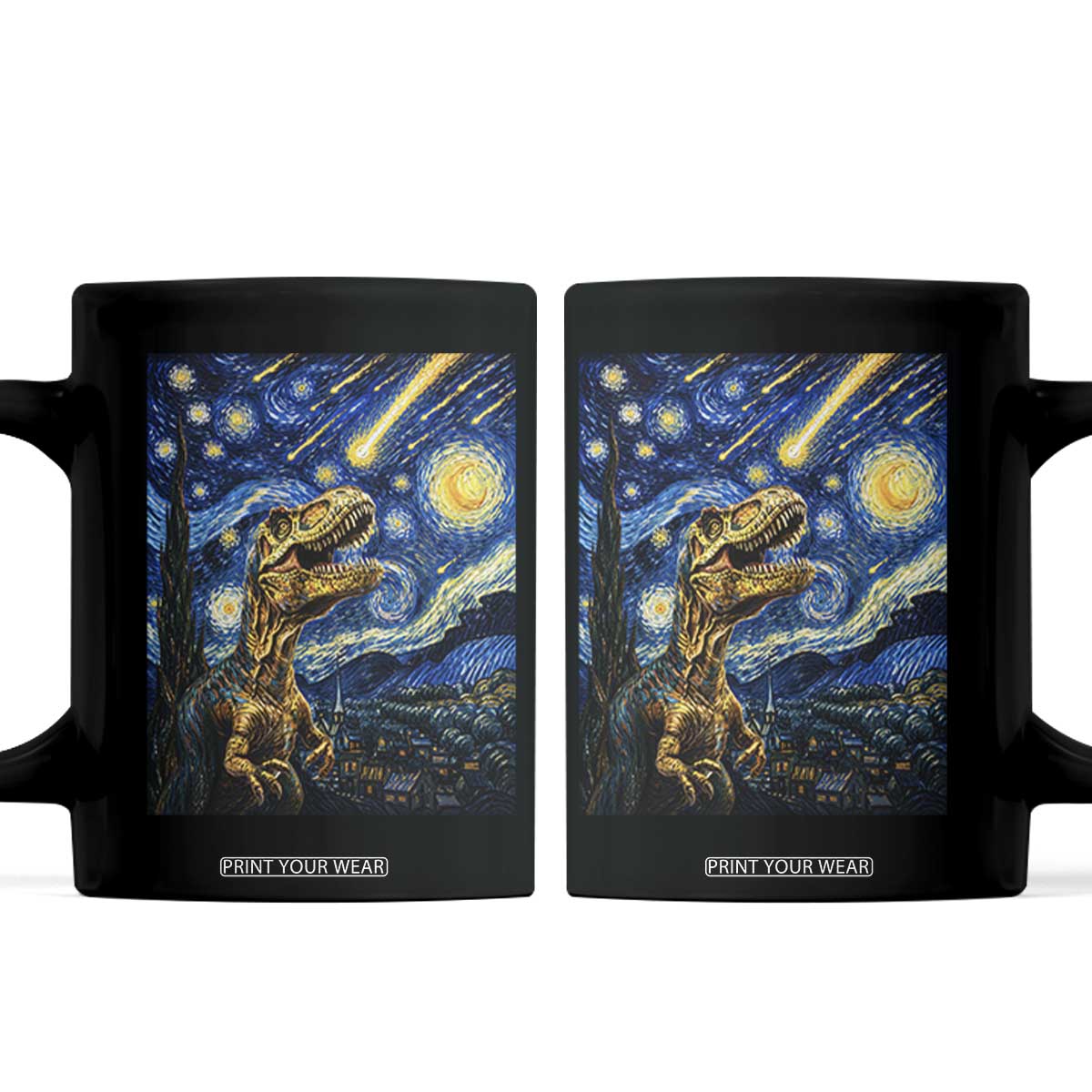 Dinosaur Starry Night Meteor Shower Coffee Mug Astronomy Lover Gift