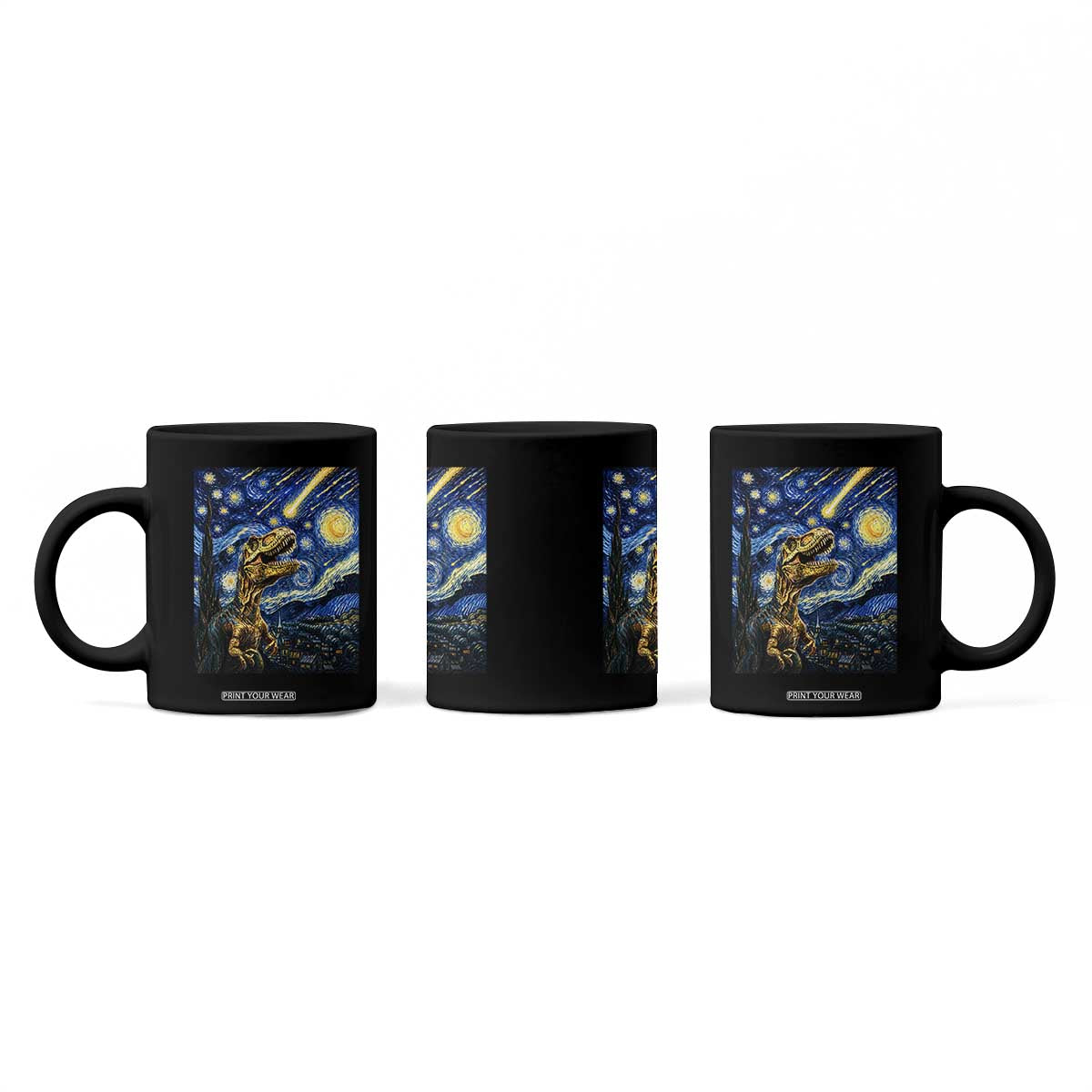 Dinosaur Starry Night Meteor Shower Coffee Mug Astronomy Lover Gift