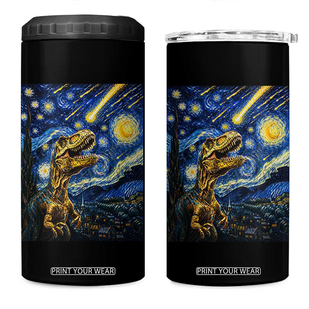Dinosaur Starry Night Meteor Shower 4 in 1 Can Cooler Tumbler Astronomy Lover Gift