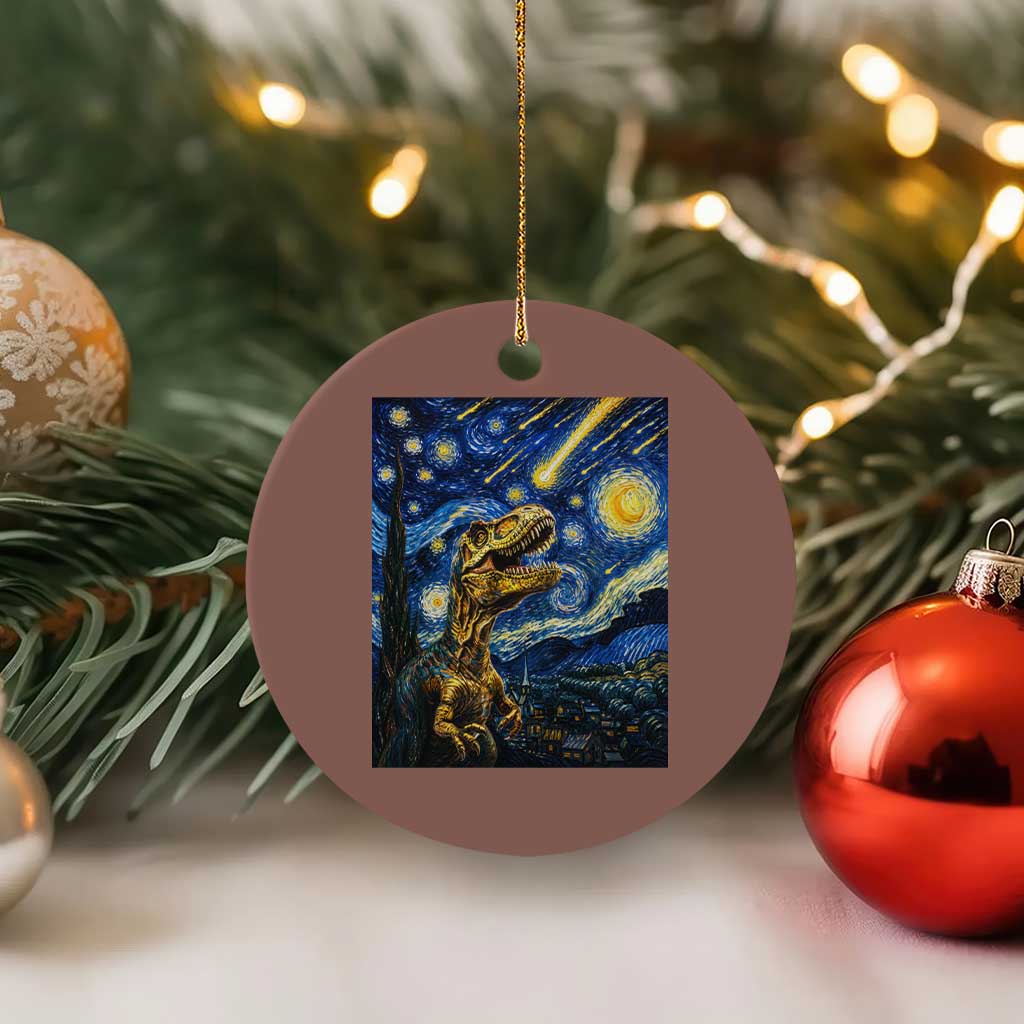 Dinosaur Starry Night Meteor Shower Ceramic Ornament Astronomy Lover Gift